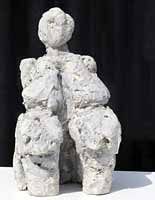 Figur, sitzend, Papiermaché, 1991, 02-91-07, 20 cm hoch