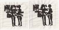 Zwei Figuren, Zeichnung, Tusche, Binokular 1, o.J., 18 x 8,5 cm