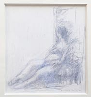 Figur, liegend-sitzend, Zeichnung, Kreide, 1988, 10-88-17, 21 x 23 cm