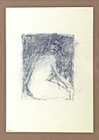 Figur, sitzend, Zeichnung, Kreide, laviert, 1984, 20.07.84, 18 x 22 cm